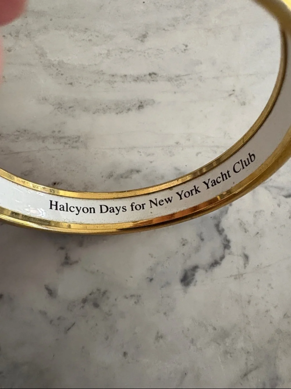New York Yacht Club x Halcyon Days Navy Enamel Bangle w/NYYC Nautical Flag Motif